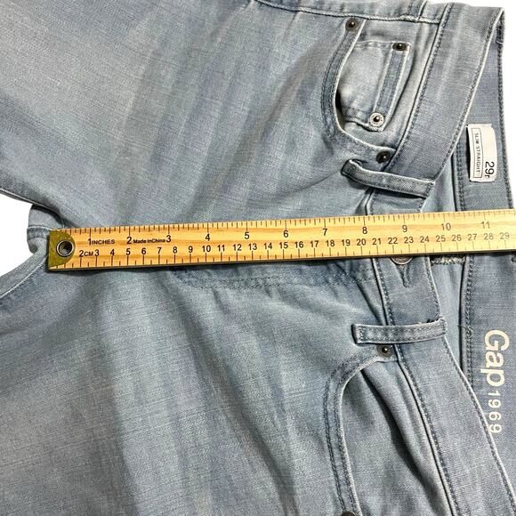 Gap 1969 Womens Jeans Size 29 Slim Straight Mid Rise Stretch Blue Denim Zip Fly - Picture 11 of 12